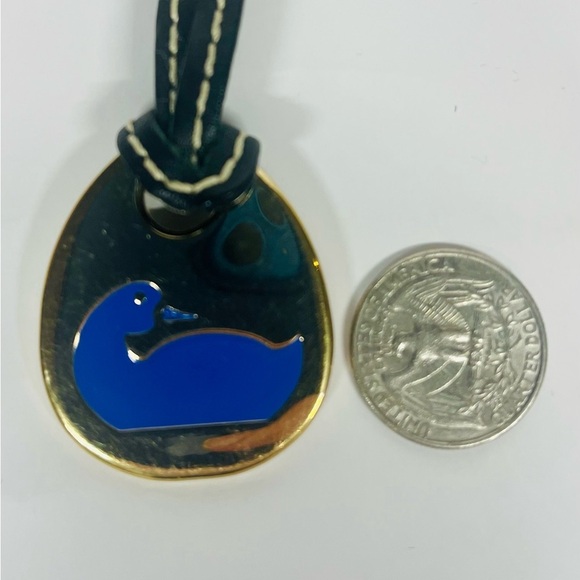Dooney & Bourke Accessories - Classic Black Leather Dooney & Bourke Keychain with Blue Duck Emblem